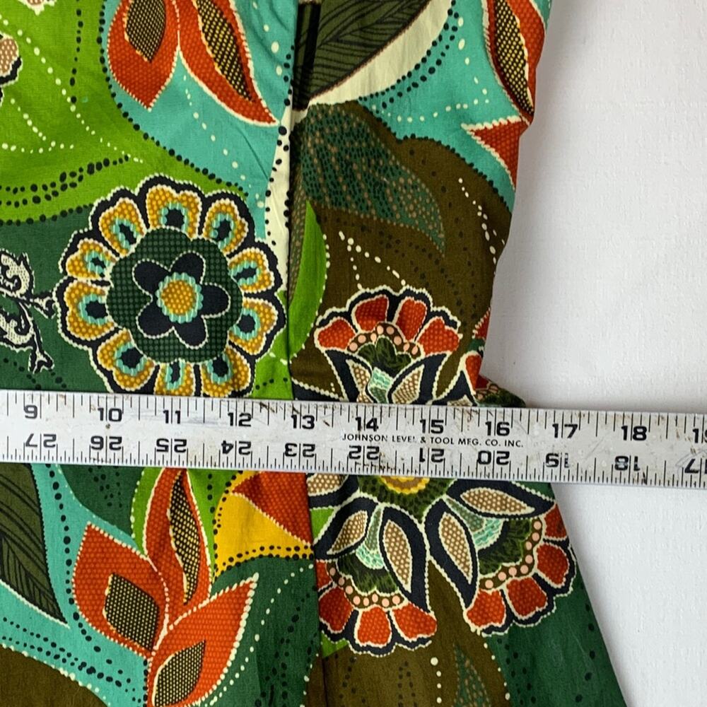 Robbie Bee size medium vintage Vibrant Floral Dress fit flare green pin up - Picture 4 of 9